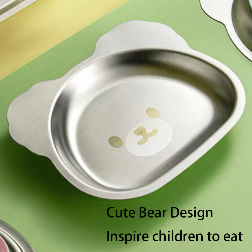 HYTRA  Children's Cartoon Stainless Steel Dinner Plate