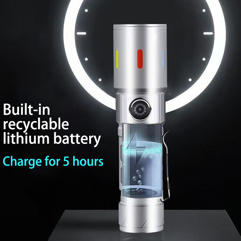 HYTRA Aluminum Alloy Telescopic Zoom Flashlight Lightweight and Portable Aluminum Alloy Material Built-in Recyclable Battery