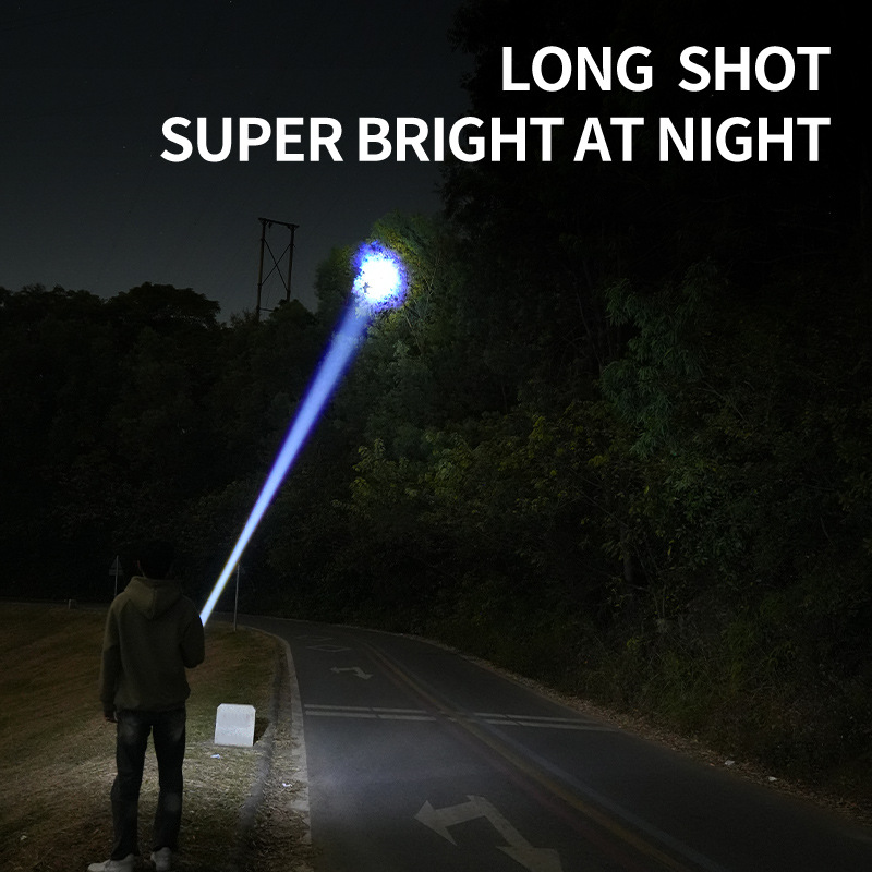 HYTRA Rechargeable Telescopic Focusing Outdoor Flashlight Mobile Phone Charging Large-capacity Battery Battery Level Display Waterproof for Daily Use Telescopic Zoom