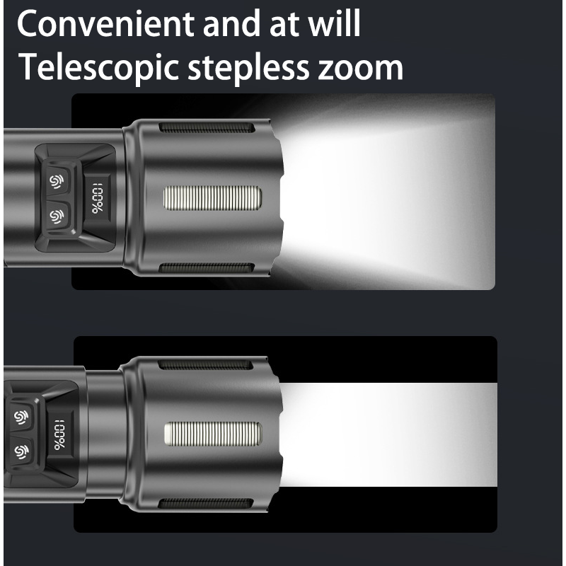 HYTRA LED Multi-functional Detachable Camping Lamp Near and Far Zoom Waterproof Digital Electric Display Multi-speed Adjustment Detachable Camping Lamp
