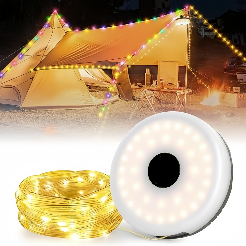 Solar camping lantern - multi-color string lights for illumination and charging - outdoor atmosphere lamp - camping tent lamp