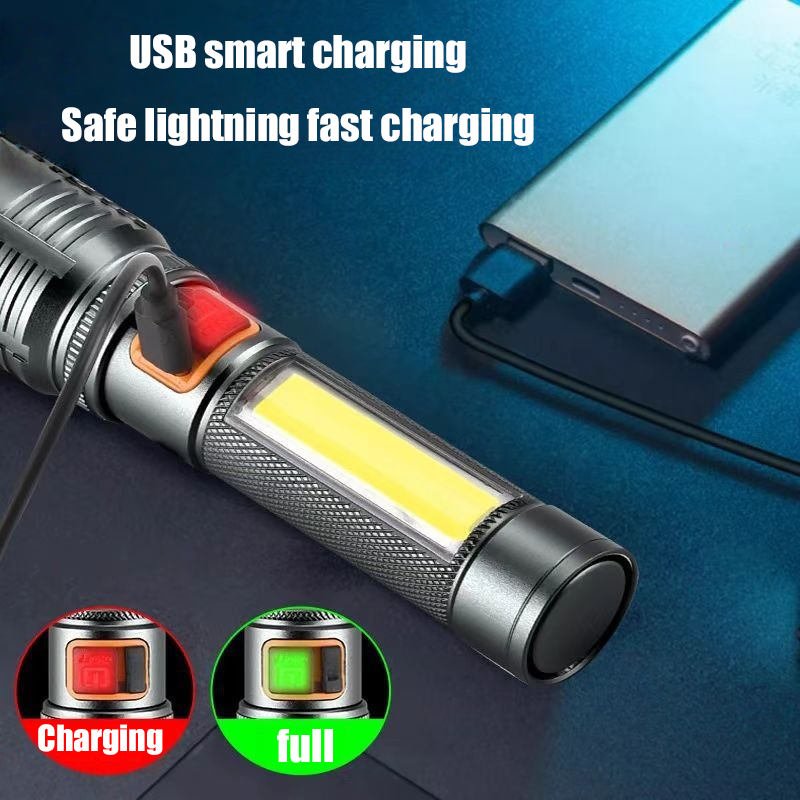 HYTRA Portable Flashlight Aluminum Alloy Charging Function, Outdoor Strong Light Zoom, Long-range Shooting, and Extremely Long Battery Life
