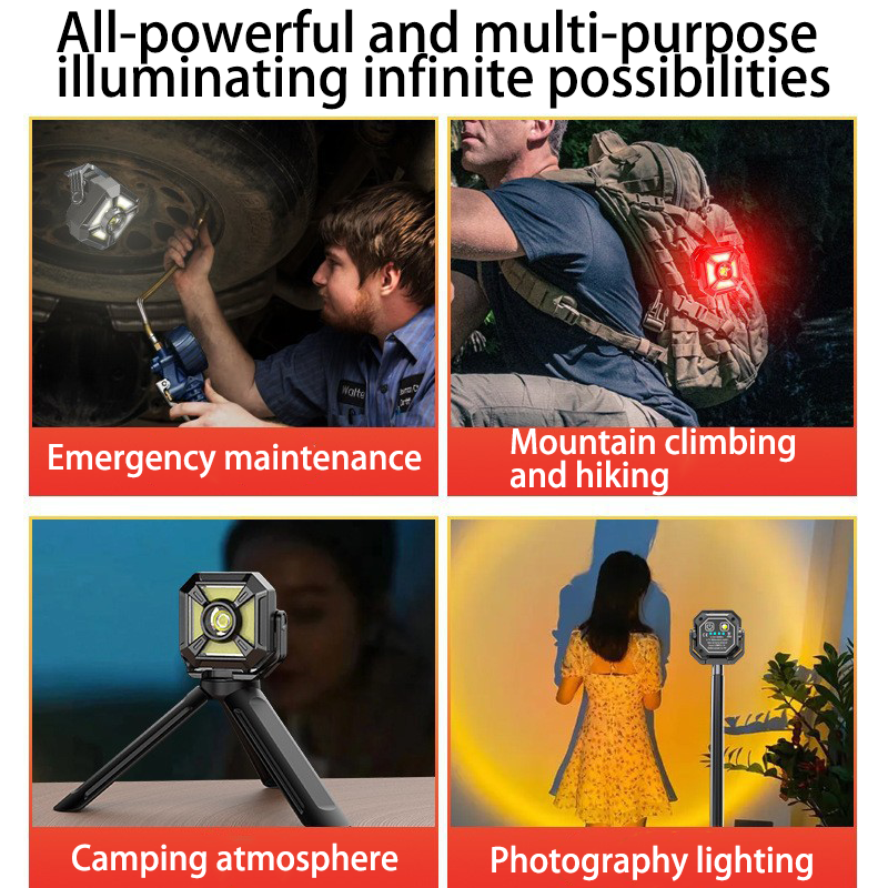 HYTRA Outdoor Portable High-intensity Tool Light Smart Battery Level Display Type-C Fast Charging 360° Rotation Life TYPE Waterproof