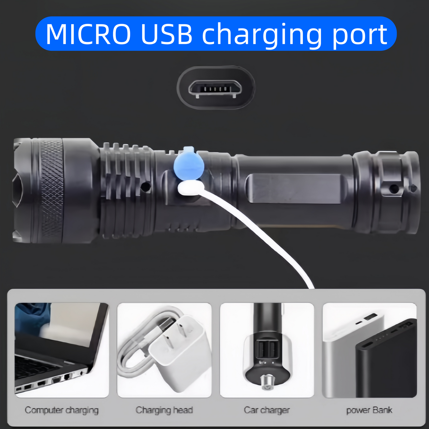 Strong Light Flashlight LED Lighting Flashlight USB Charging Portable Mini Strong Light Flashlight Long Battery Life