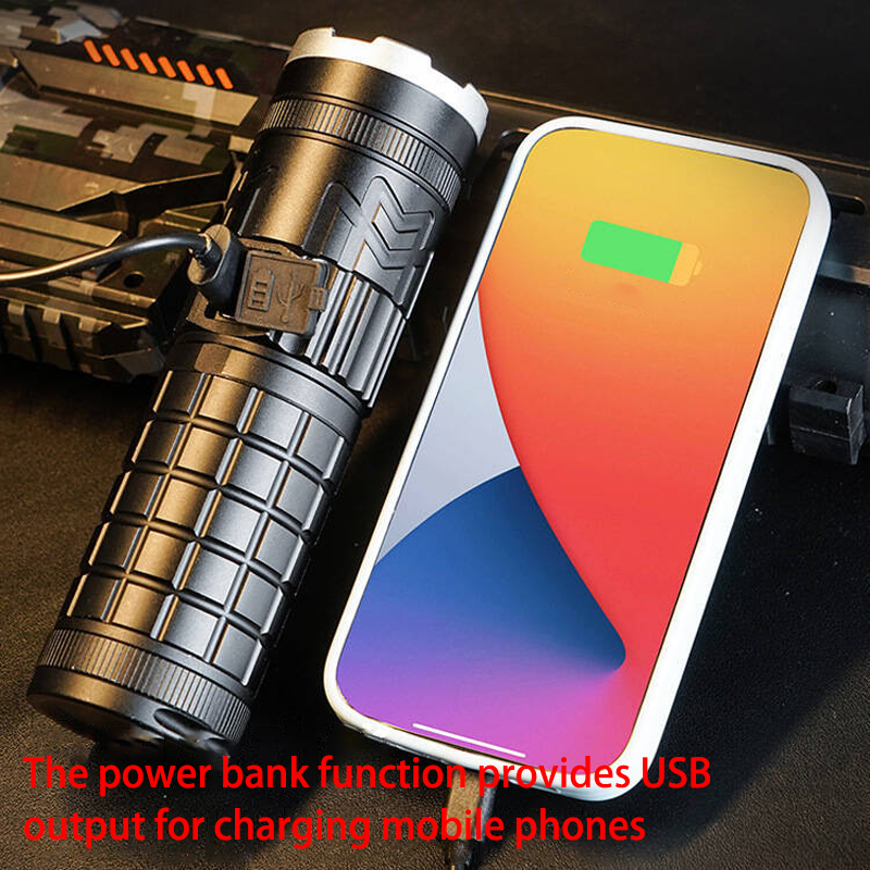 HYTRA Ultra-long-lasting Outdoor Flashlight Rechargeable Rainproof Shockproof High-Brightness Long-range Lighting Lamp