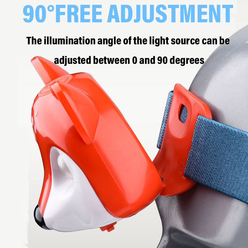 HYTRA Children's Fox Headlamp Life Waterproof One Click Switch Animal Appearance TYPE-C Charging