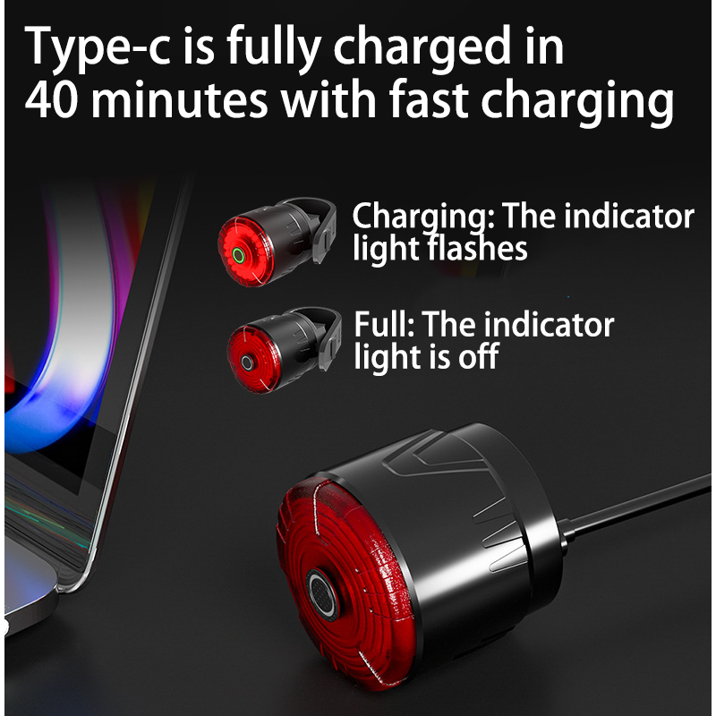 HYTRA Multifunctional Bicycle Tail Light TYPE-C Fast Charging Lightweight Design Brake Sensing and Intelligent Vibration