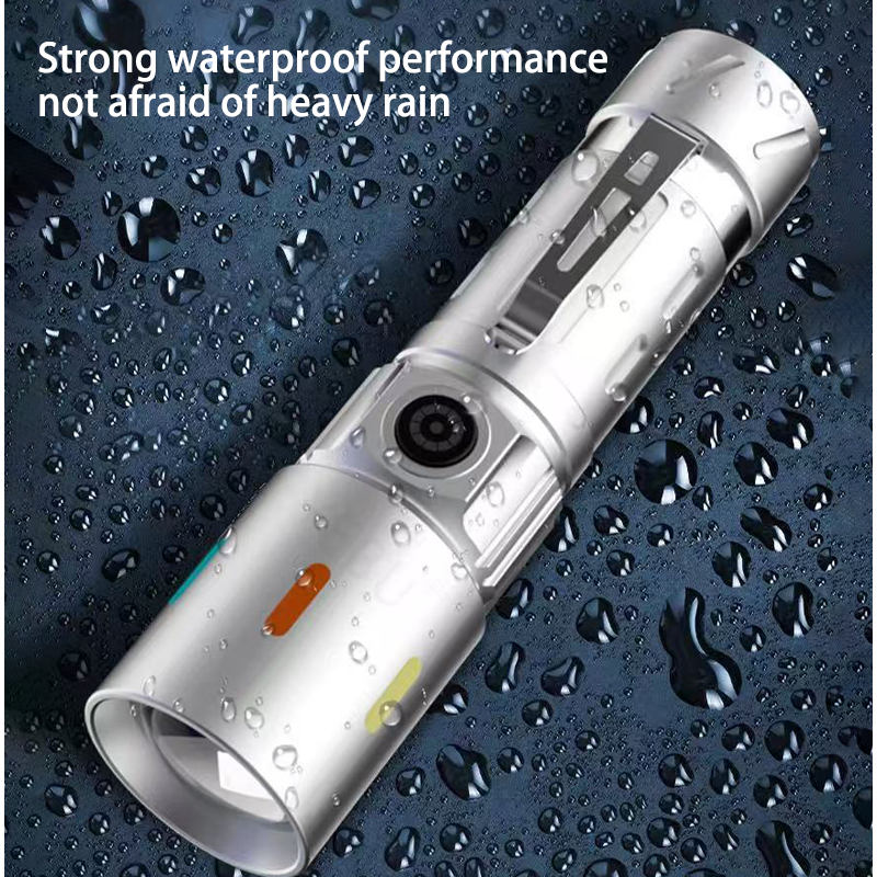 HYTRA Aluminum Alloy Telescopic Zoom Flashlight Lightweight and Portable Aluminum Alloy Material Built-in Recyclable Battery