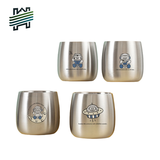 Gelas stainless steel 304, piring taman kanak-kanak, peralatan makan anak-anak