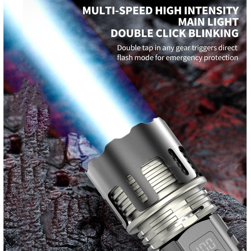 HYTRA LED Strong Light Long-range Zoom Flashlight Laser Wick Made of 5-level Waterproof Alloy Material for Focusing and Zooming