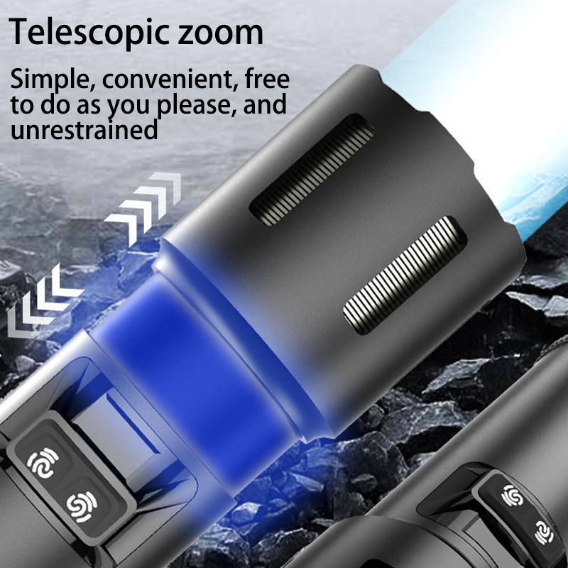 HYTRA LED Ultra-bright Long-range Multi-Functional Flashlight The Focused Zoom Digital Screen Displays Overcharging Protection for the Laser Wick