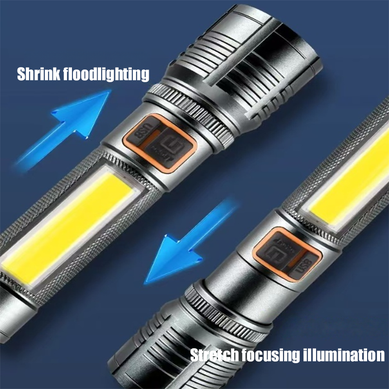 HYTRA Portable Flashlight Aluminum Alloy Charging Function, Outdoor Strong Light Zoom, Long-range Shooting, and Extremely Long Battery Life