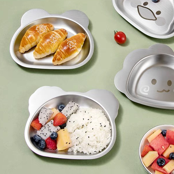 HYTRA  Children's Cartoon Stainless Steel Dinner Plate