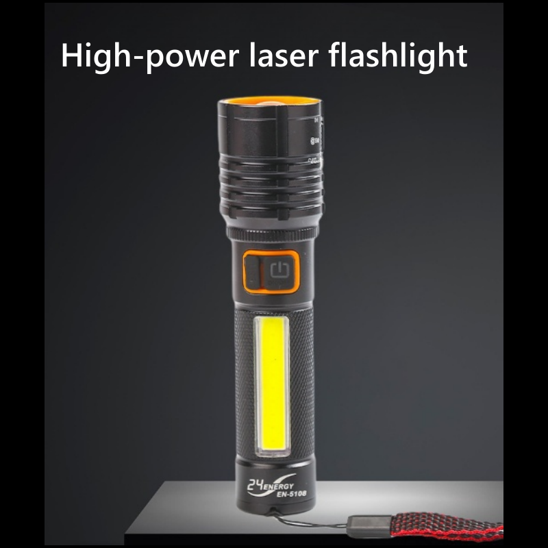 Super-bright long-range white laser TYPE-C fast-charging outdoor lighting lamp, telescopic zoomable, strong light flashlight