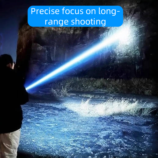 Rechargeable high-intensity flashlight for outdoor use, multi-functional, long-range, super-bright, small-sized, suitable for household use, mini portable, white laser light.