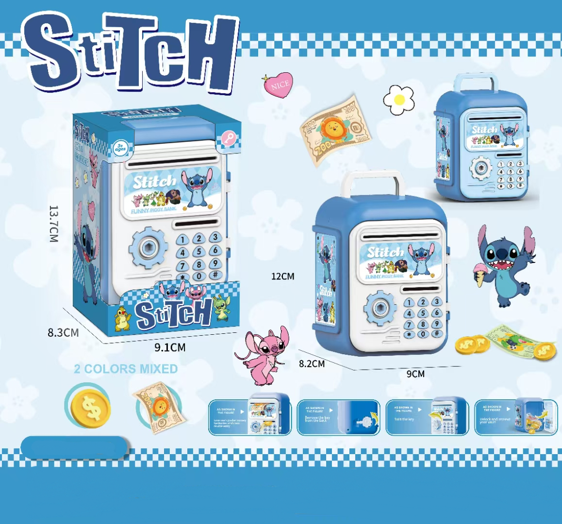 New style piggy bank for girls and boys, password box for saving money, large capacity for boys, princess toy for pretend play