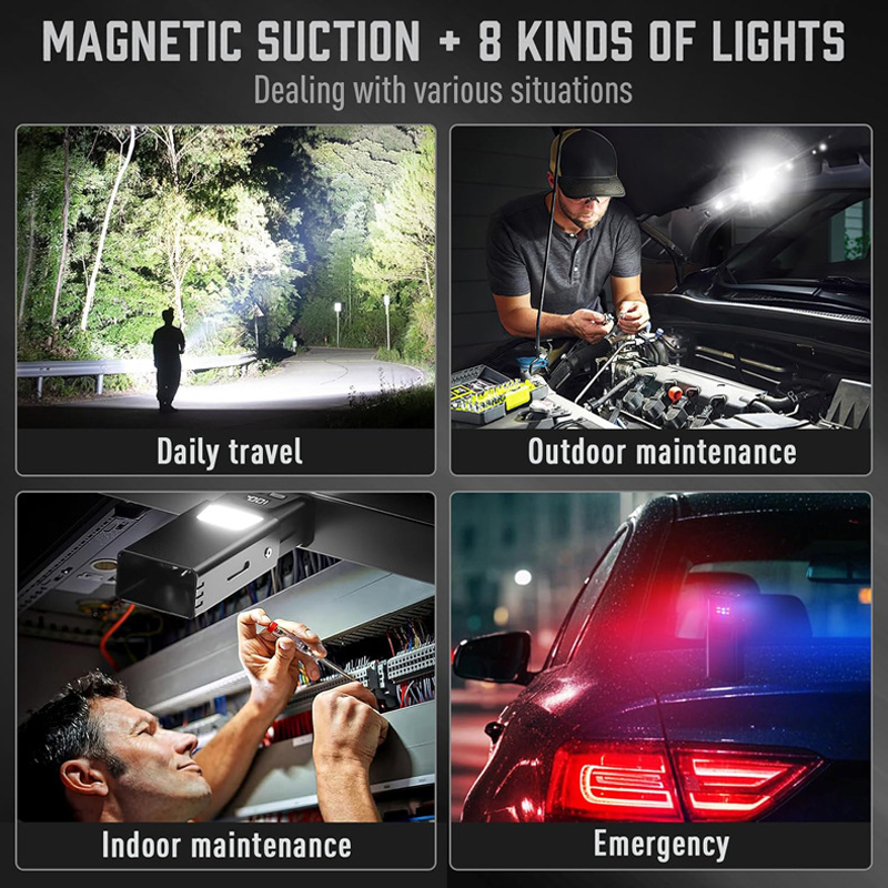 HYTRA Multi-functional Magnetic Suction Lamp Long-lasting Battery Life Strong Magnetic Attraction Battery Level Display Compact and Portable