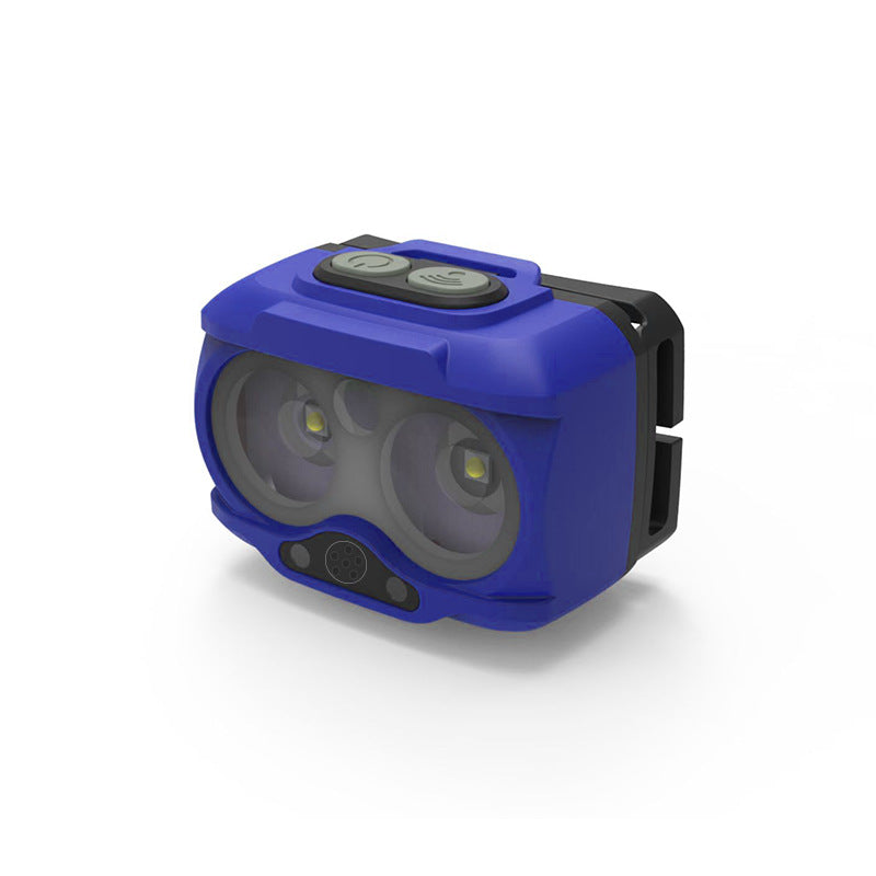 HYTRA LED Cycling Voice-controlled Head-mounted Flashlight White Yellow and Red Lights Wave Sensing Ultra-light to Wear Adjustable Angle
