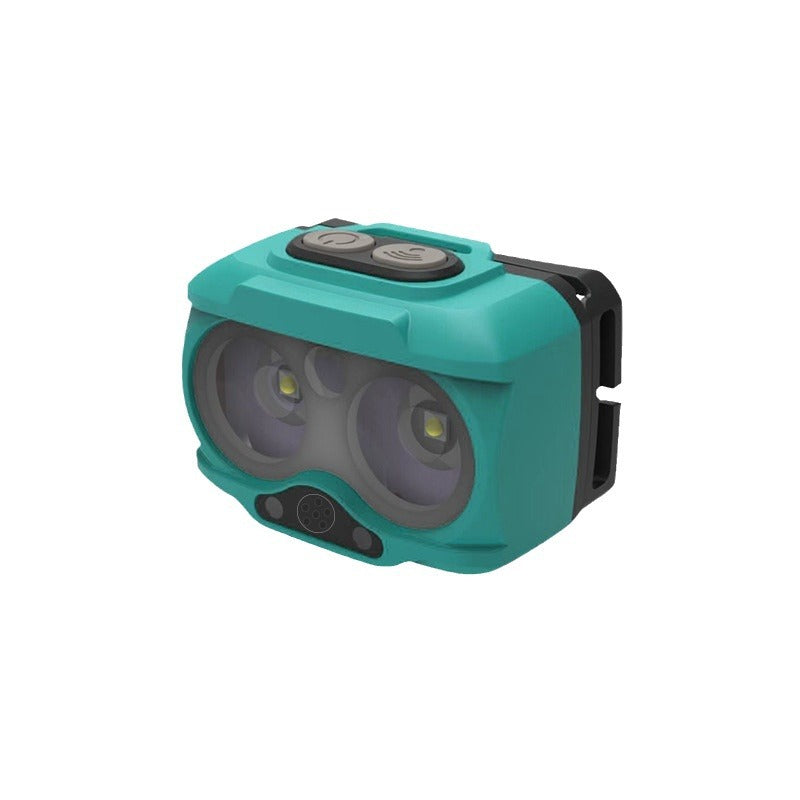 HYTRA LED Cycling Voice-controlled Head-mounted Flashlight White Yellow and Red Lights Wave Sensing Ultra-light to Wear Adjustable Angle