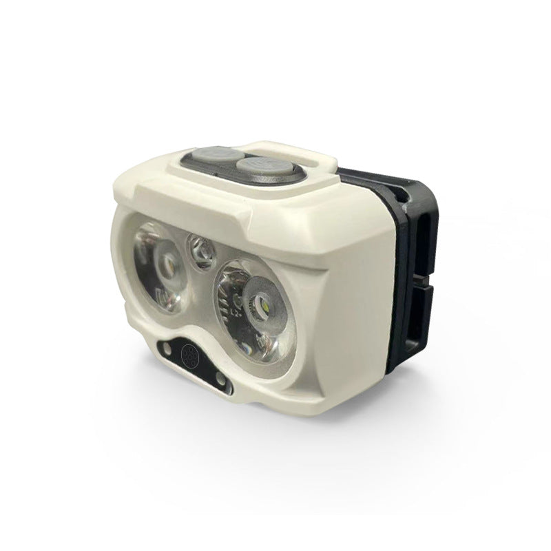 HYTRA LED Cycling Voice-controlled Head-mounted Flashlight White Yellow and Red Lights Wave Sensing Ultra-light to Wear Adjustable Angle